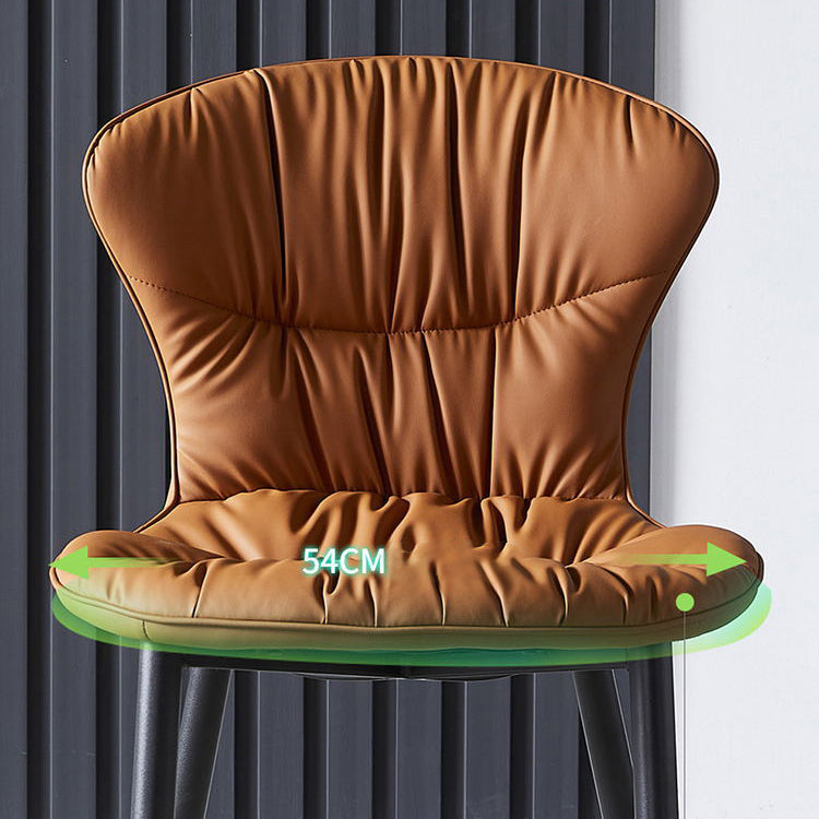 Chaise de salle à manger sans bras en cuir contemporain avec pattes noires
