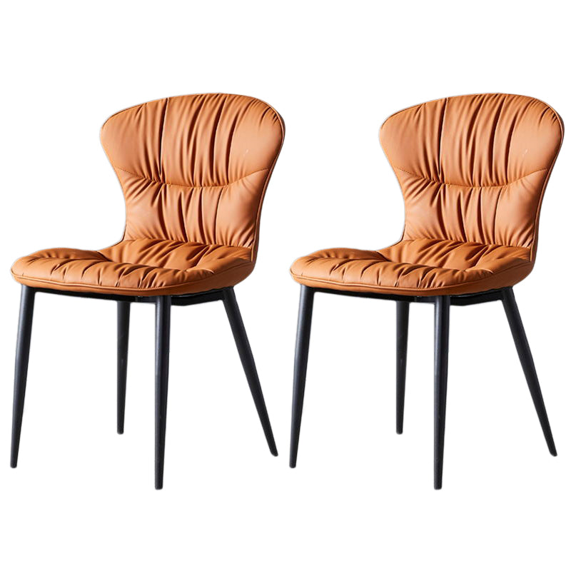 Chaise de salle à manger sans bras en cuir contemporain avec pattes noires