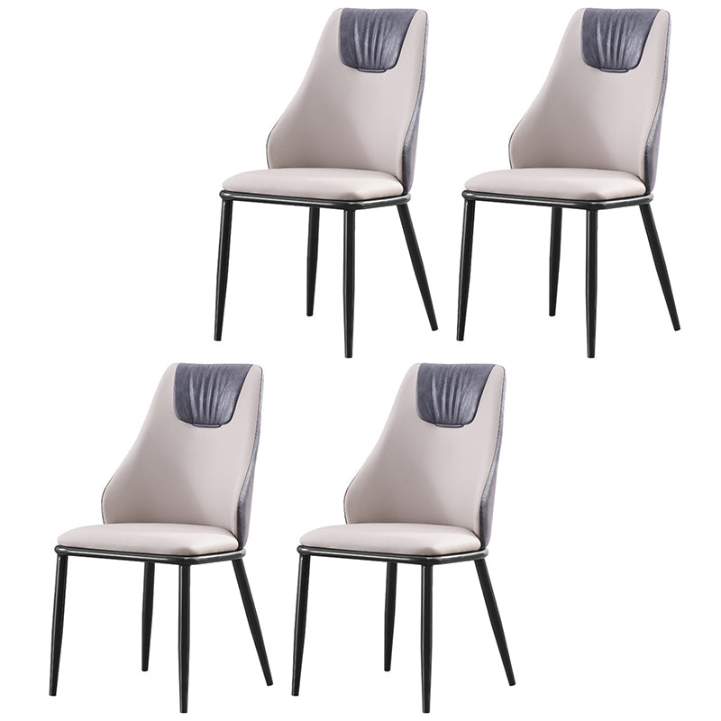Chaises de salle à manger en cuir moderne en métal en métal avec des jambes noires