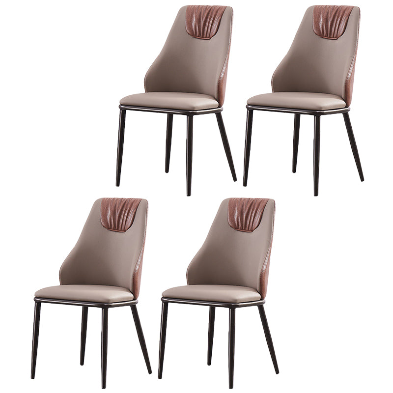 Chaises de salle à manger en cuir moderne en métal en métal avec des jambes noires