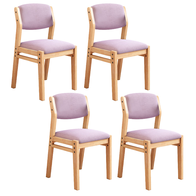 Scandinavian Rubberwood Kitchen Side Chair Liftable Open Back Dining Chair