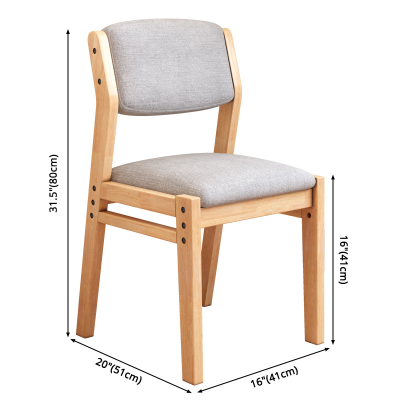 Scandinavian Rubberwood Kitchen Side Chair Liftable Open Back Dining Chair