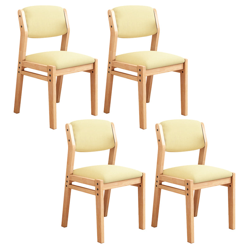 Scandinavian Rubberwood Kitchen Side Chair Liftable Open Back Dining Chair