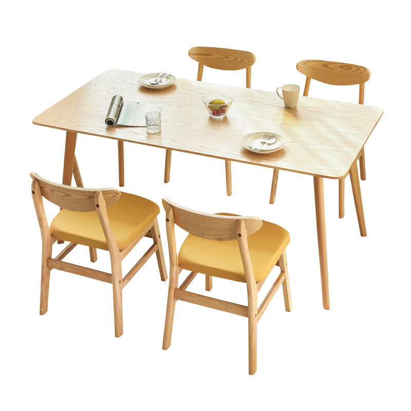Wood Scandinavian Dining Chair Open Back Armless Dining Chairs for Home Use
