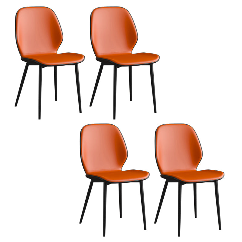 Leder zeitgenössischer Wingback Side Stuhl Küche Essstuhl mit Metallbeinen