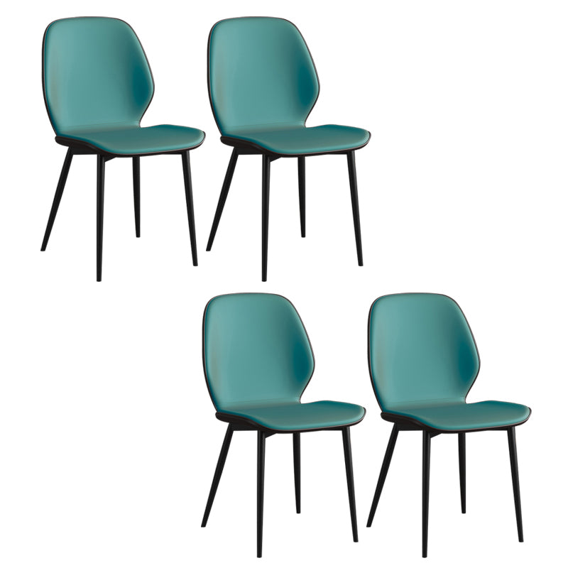 Leder zeitgenössischer Wingback Side Stuhl Küche Essstuhl mit Metallbeinen