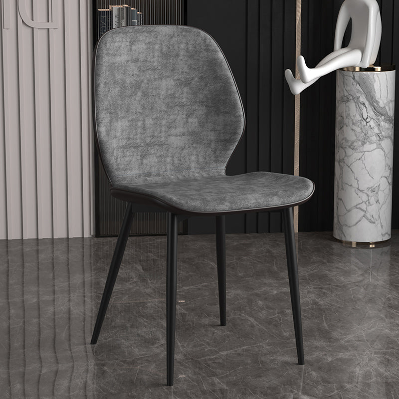 Leder zeitgenössischer Wingback Side Stuhl Küche Essstuhl mit Metallbeinen