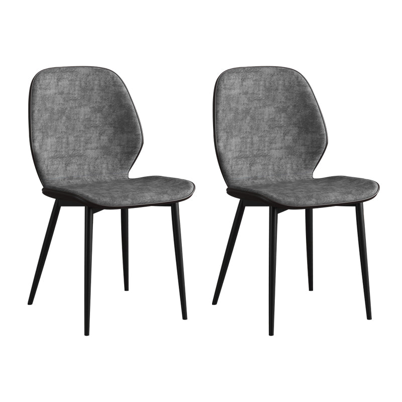 Leder zeitgenössischer Wingback Side Stuhl Küche Essstuhl mit Metallbeinen