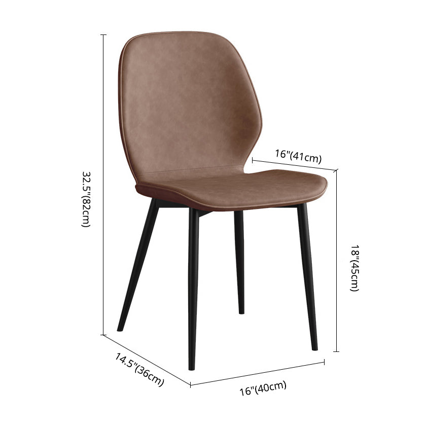 Leder zeitgenössischer Wingback Side Stuhl Küche Essstuhl mit Metallbeinen