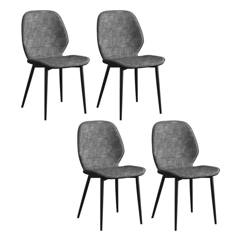 Leder zeitgenössischer Wingback Side Stuhl Küche Essstuhl mit Metallbeinen