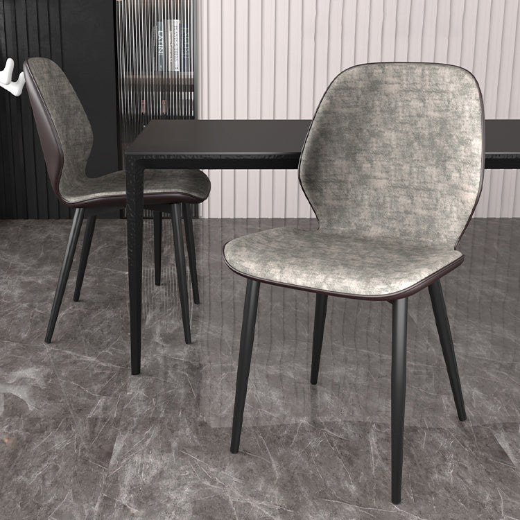 Leder zeitgenössischer Wingback Side Stuhl Küche Essstuhl mit Metallbeinen