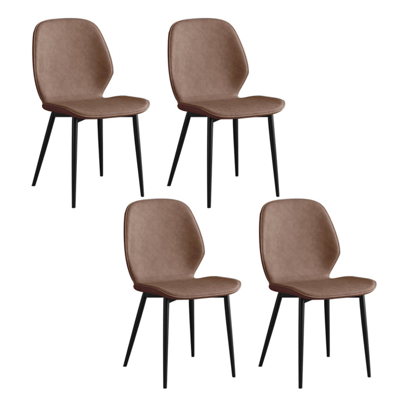 Leder zeitgenössischer Wingback Side Stuhl Küche Essstuhl mit Metallbeinen