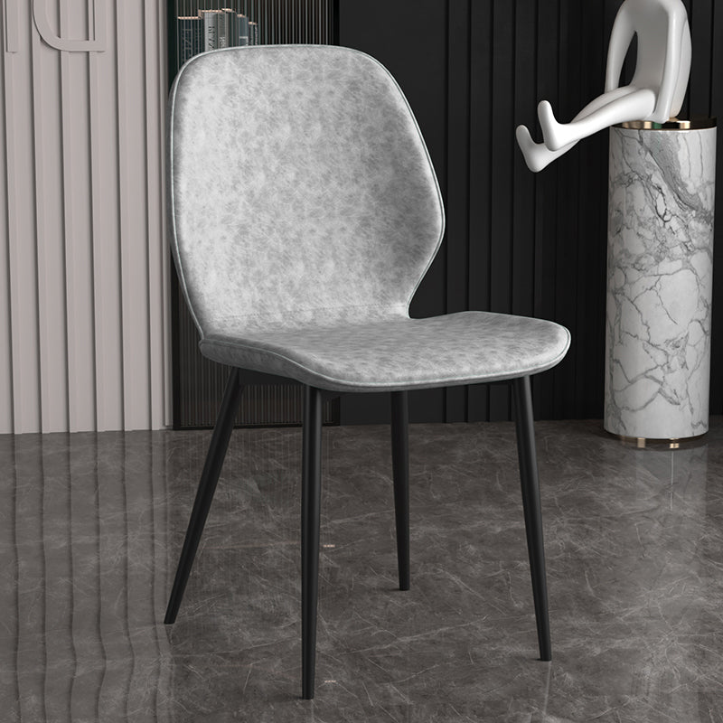 Leder zeitgenössischer Wingback Side Stuhl Küche Essstuhl mit Metallbeinen