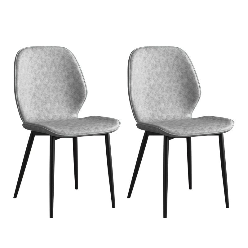 Leder zeitgenössischer Wingback Side Stuhl Küche Essstuhl mit Metallbeinen
