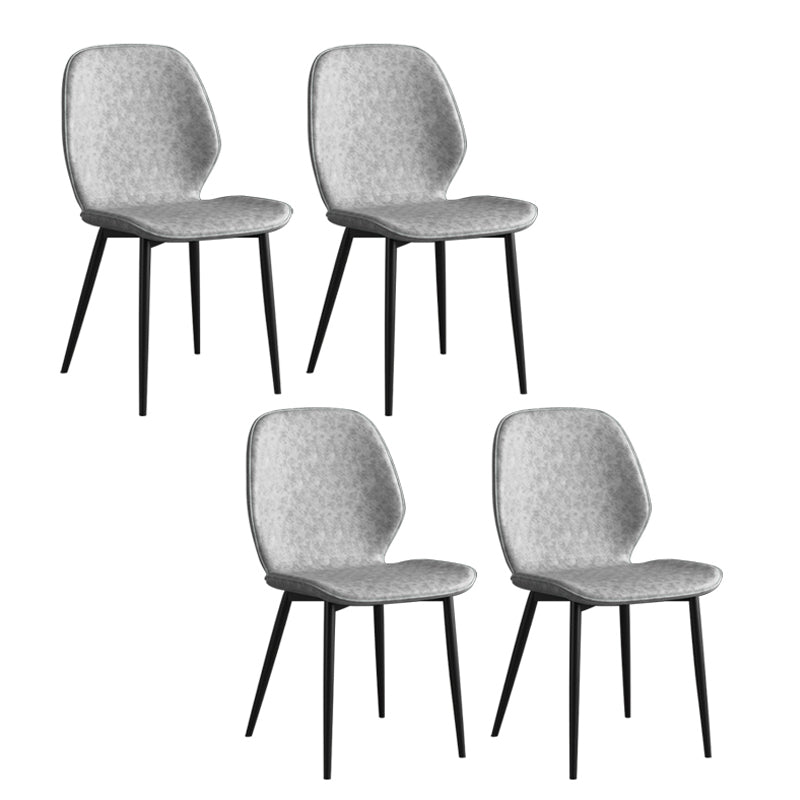 Leder zeitgenössischer Wingback Side Stuhl Küche Essstuhl mit Metallbeinen