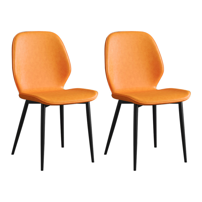 Leder zeitgenössischer Wingback Side Stuhl Küche Essstuhl mit Metallbeinen