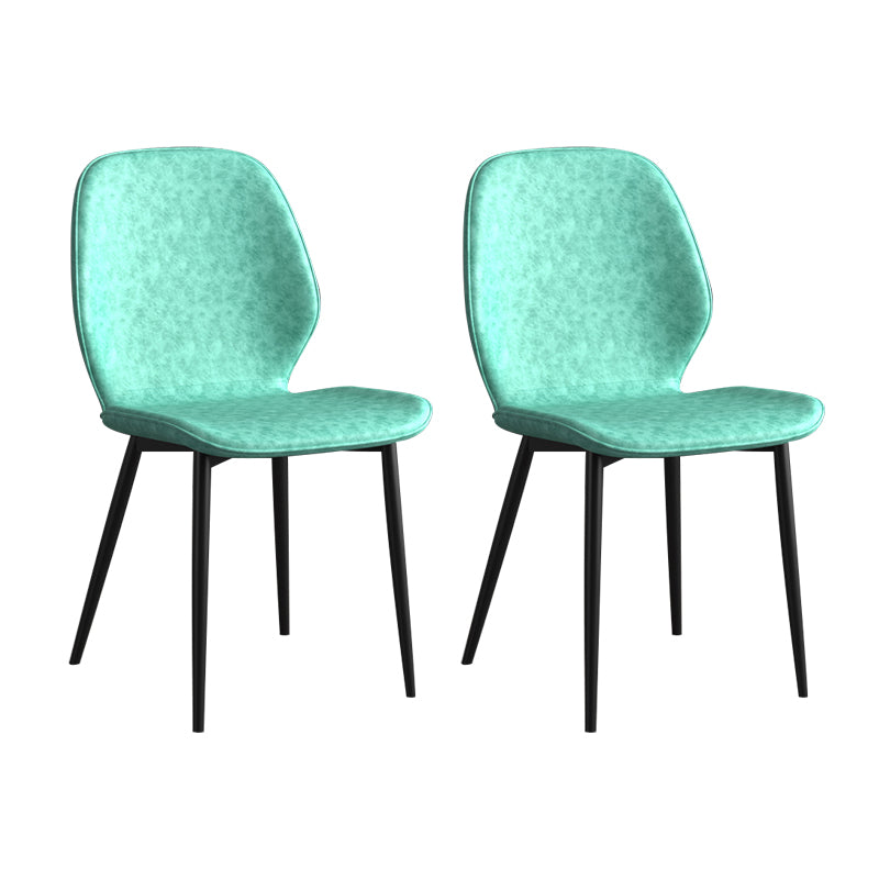 Leder zeitgenössischer Wingback Side Stuhl Küche Essstuhl mit Metallbeinen