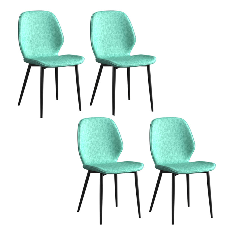 Leder zeitgenössischer Wingback Side Stuhl Küche Essstuhl mit Metallbeinen