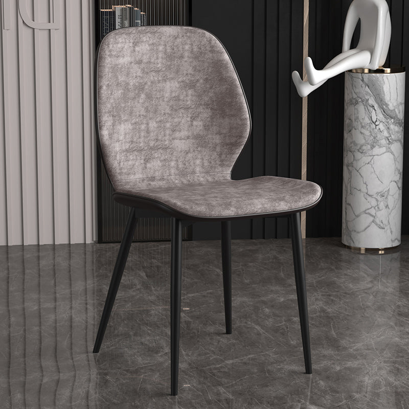 Leder zeitgenössischer Wingback Side Stuhl Küche Essstuhl mit Metallbeinen