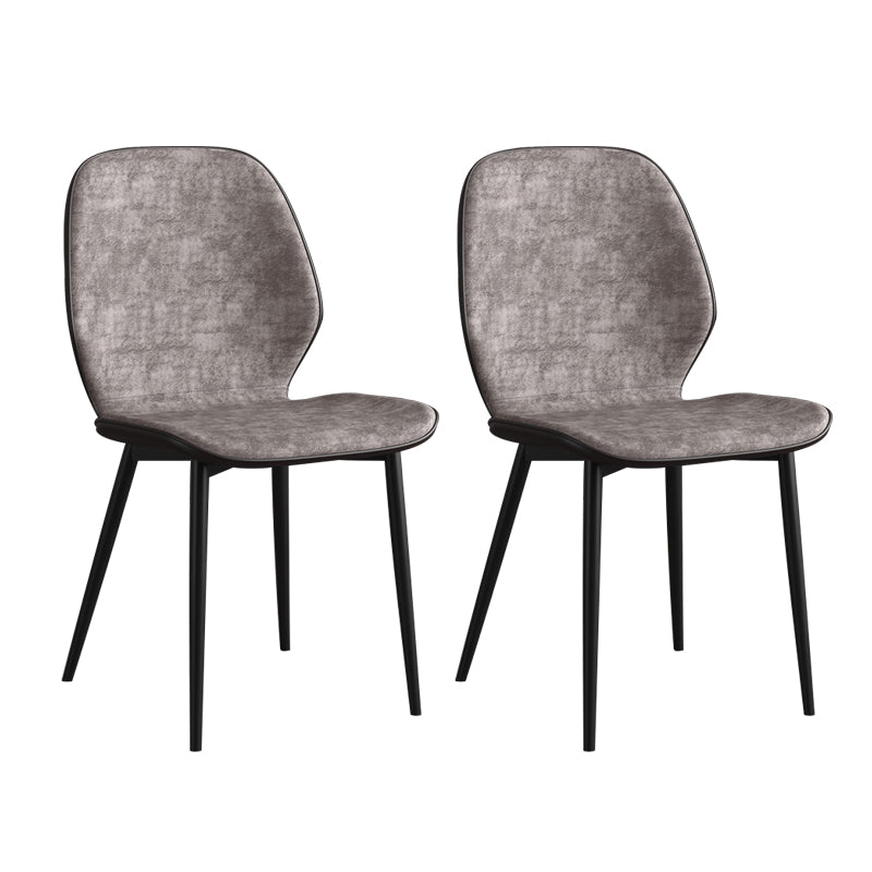 Leder zeitgenössischer Wingback Side Stuhl Küche Essstuhl mit Metallbeinen