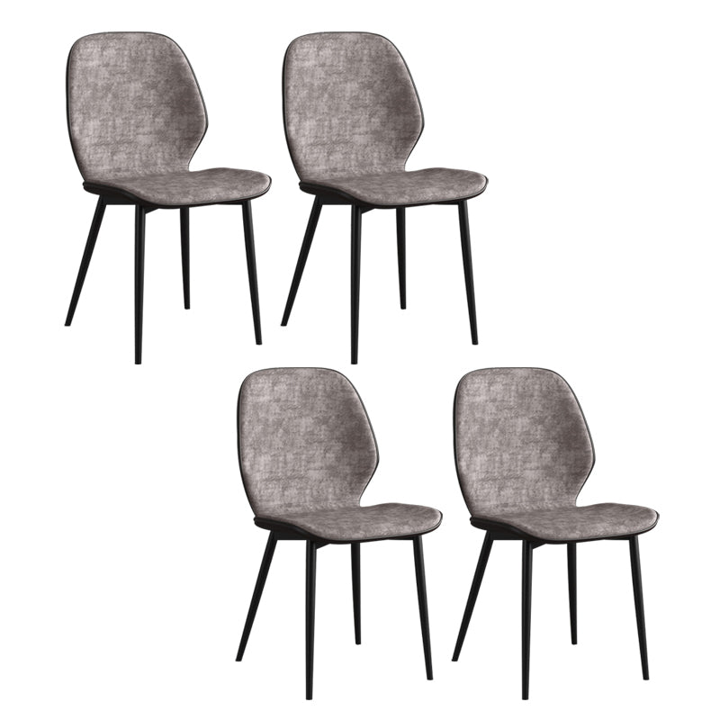 Leder zeitgenössischer Wingback Side Stuhl Küche Essstuhl mit Metallbeinen