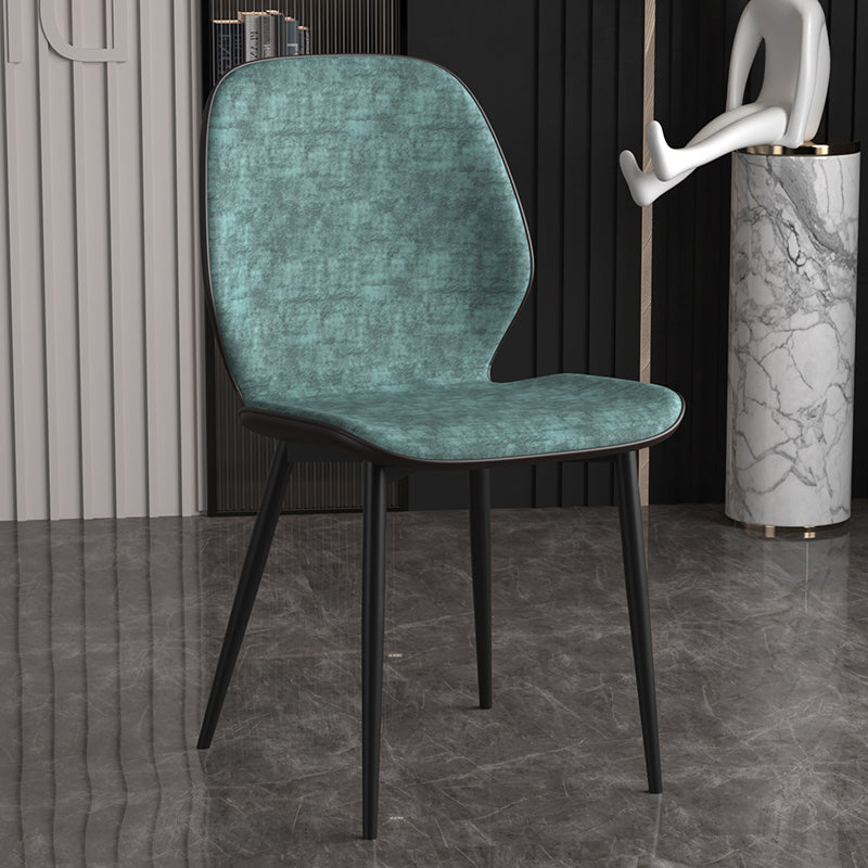 Leder zeitgenössischer Wingback Side Stuhl Küche Essstuhl mit Metallbeinen
