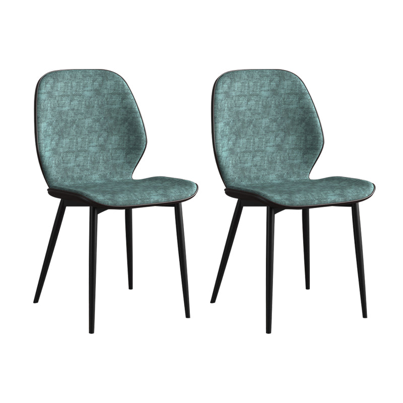 Leder zeitgenössischer Wingback Side Stuhl Küche Essstuhl mit Metallbeinen