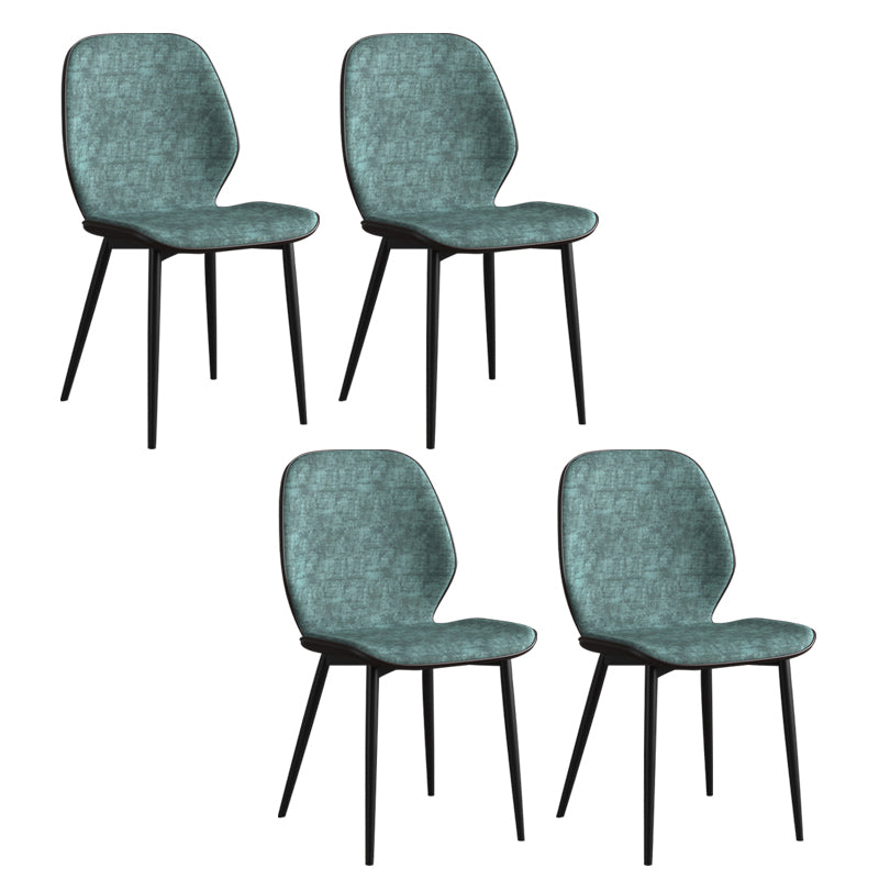 Leder zeitgenössischer Wingback Side Stuhl Küche Essstuhl mit Metallbeinen