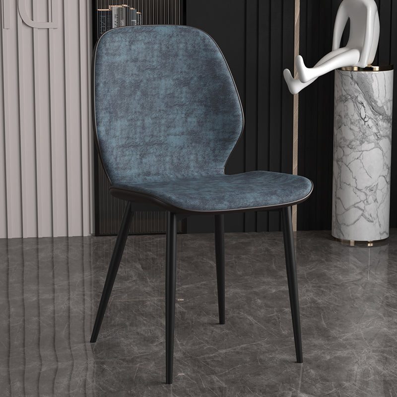 Leder zeitgenössischer Wingback Side Stuhl Küche Essstuhl mit Metallbeinen