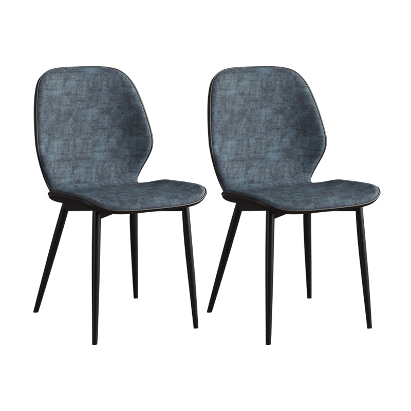 Leder zeitgenössischer Wingback Side Stuhl Küche Essstuhl mit Metallbeinen