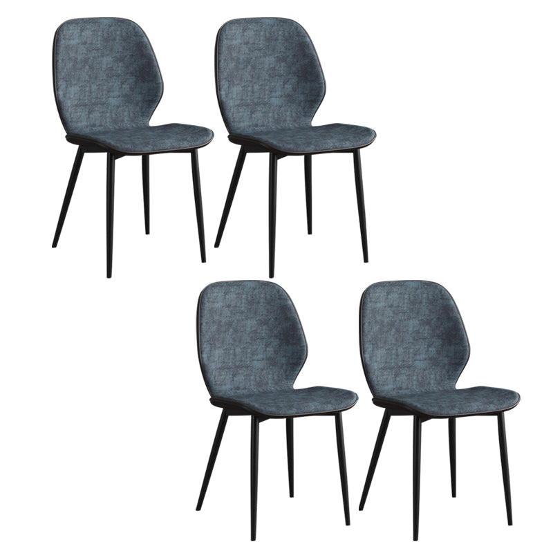 Leder zeitgenössischer Wingback Side Stuhl Küche Essstuhl mit Metallbeinen