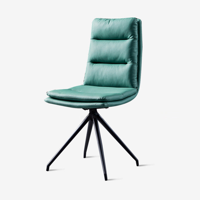 Sillas modernas de cuero de imitación con 4 patas de comedor de patas de metal de acabado negro para el hogar