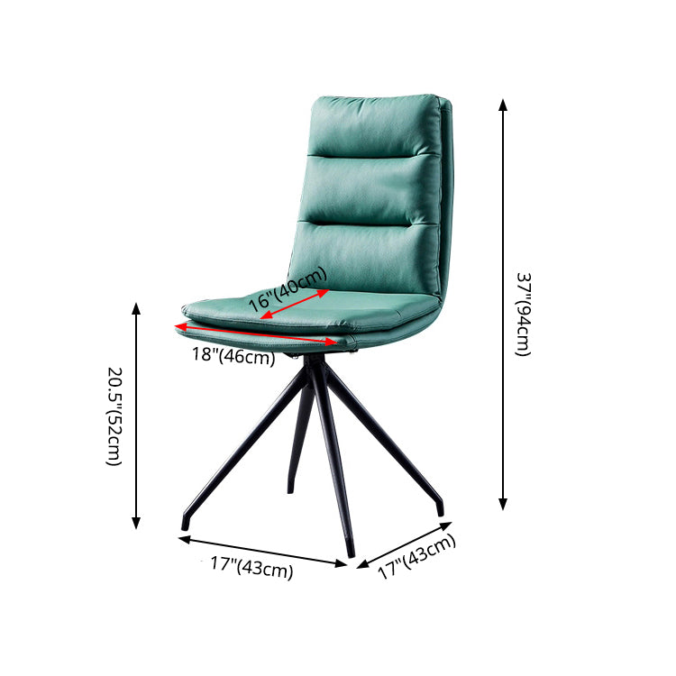 Sillas modernas de cuero de imitación con 4 patas de comedor de patas de metal de acabado negro para el hogar