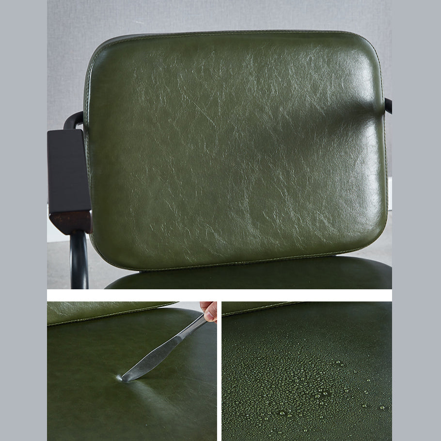 Industrial Leather Square Dining Chair Parsons Arm Chairs for Home Use