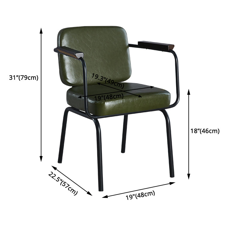 Industrial Leather Square Dining Chair Parsons Arm Chairs for Home Use