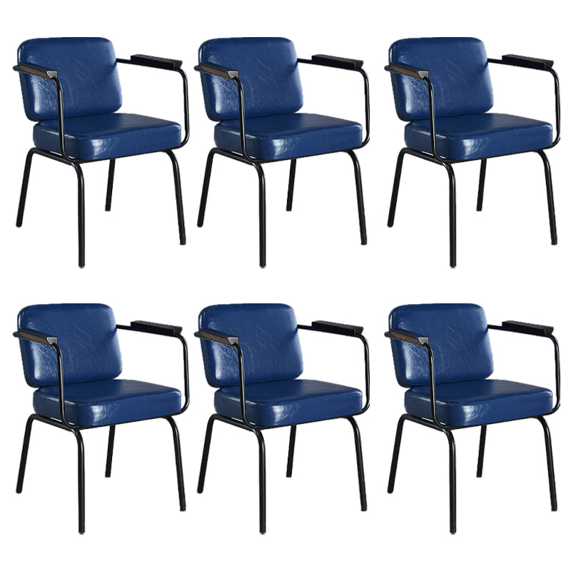 Industrial Leather Square Dining Chair Parsons Arm Chairs for Home Use