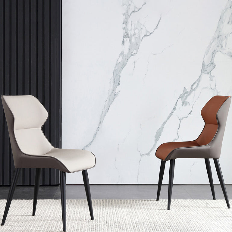 Chaise de salle à manger industrielle chaise latéral à oreilles avec des jambes en métal noir pour usage domestique