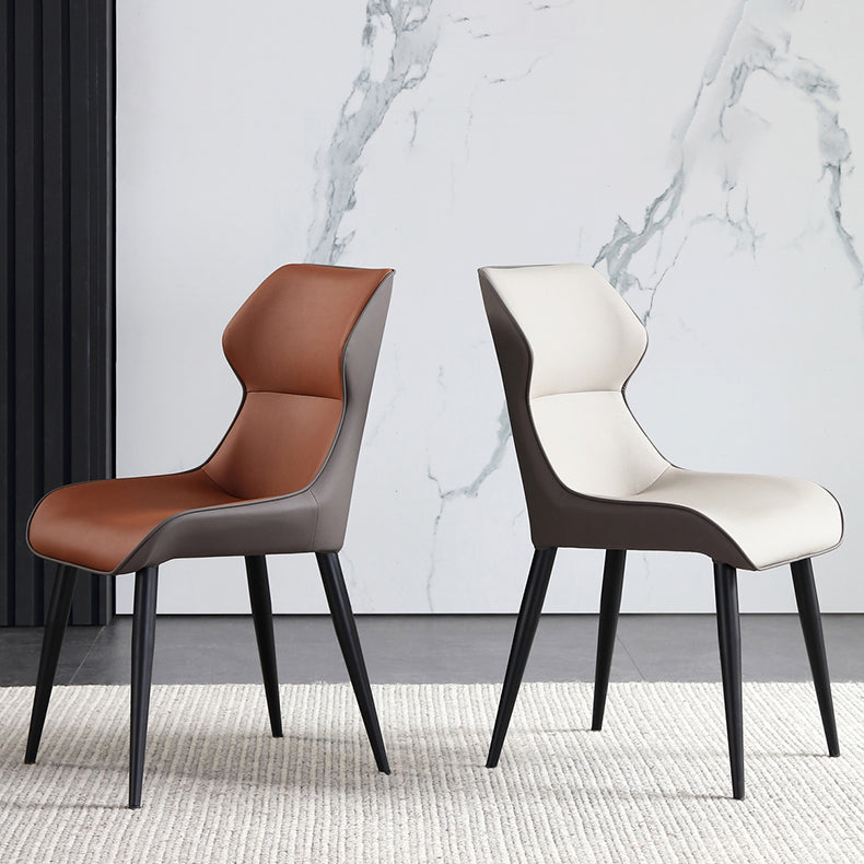 Chaise de salle à manger industrielle chaise latéral à oreilles avec des jambes en métal noir pour usage domestique