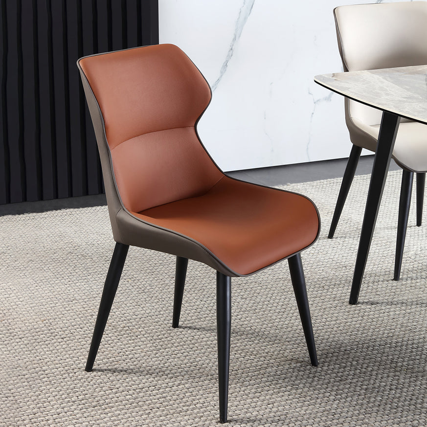 Chaise de salle à manger industrielle chaise latéral à oreilles avec des jambes en métal noir pour usage domestique