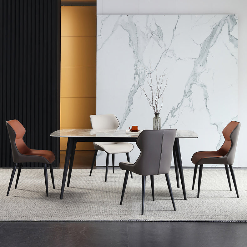 Chaise de salle à manger industrielle chaise latéral à oreilles avec des jambes en métal noir pour usage domestique