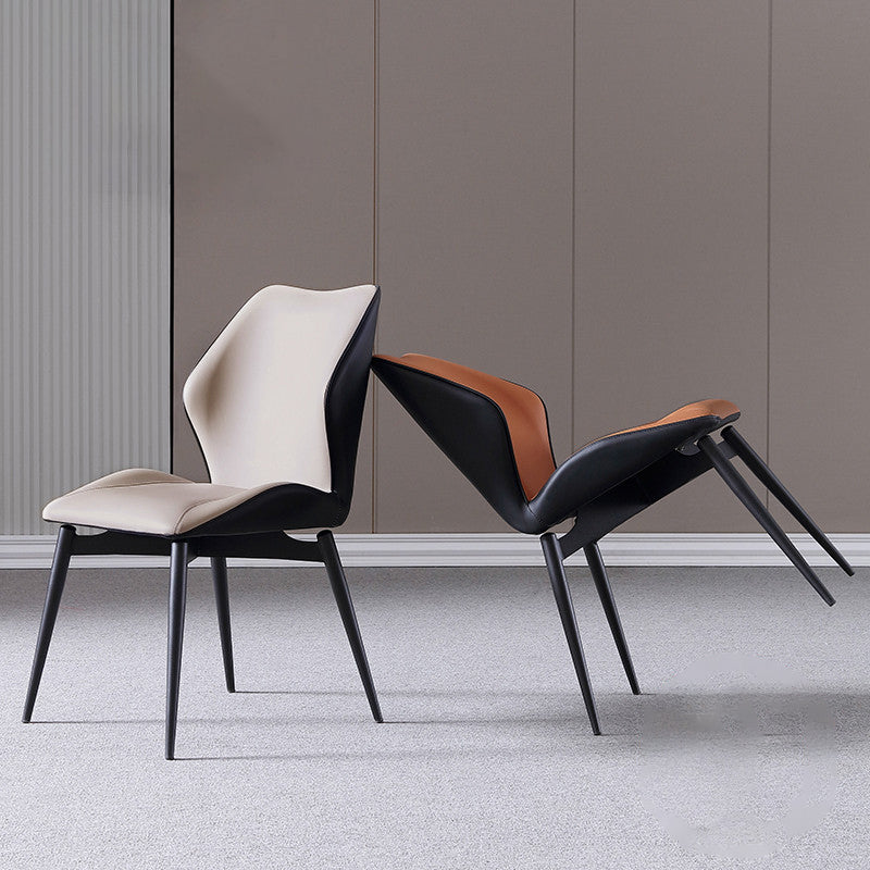 Chaise de restauration industrielle chaise Parsons Wingback avec des jambes en métal noir pour usage domestique