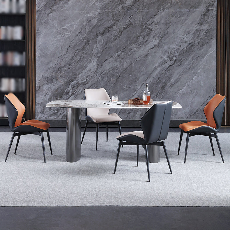 Chaise de restauration industrielle chaise Parsons Wingback avec des jambes en métal noir pour usage domestique