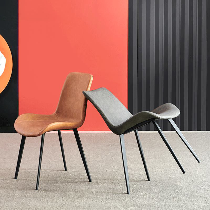 Chaise latéral de salle à manger contemporaine en métal