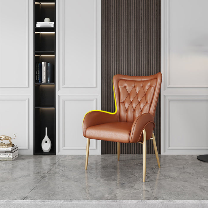 Skandinavischer Flügelback Metall Essstuhlstuhl Küche Gold Essarm Stuhl