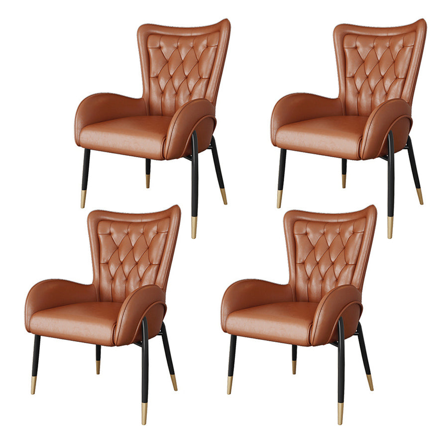 Skandinavischer Flügelback Metall Essstuhlstuhl Küche Gold Essarm Stuhl