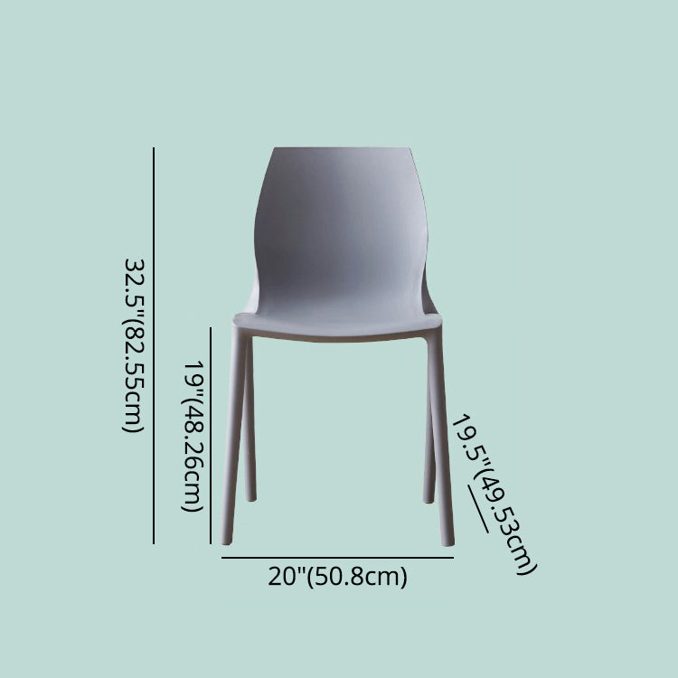 Contemporary Plastic Dining Side Chair Stackable Side Chair Set for Dining Room