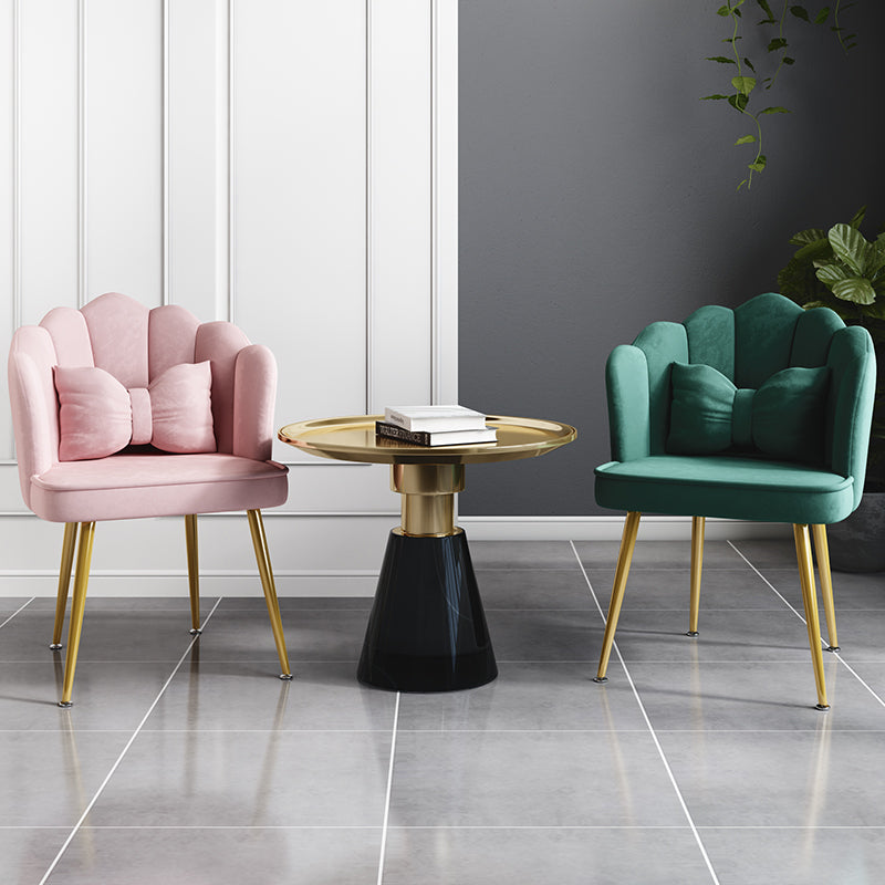 Glam Style 16.5'' Wide Dining Room Chair Solid Back Chair with 4 Metal Legs for Home Use