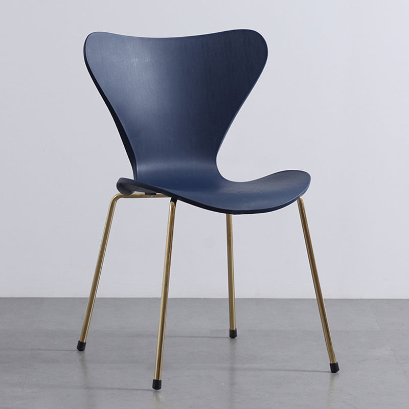 Glam Style Metal Side Chair Solid Back Matte Finish Home Use Dining Chair