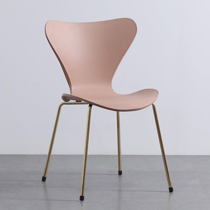 Glam Style Metal Side Chair Solid Back Matte Finish Home Use Dining Chair