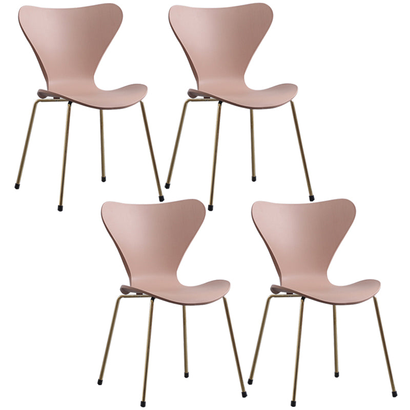 Glam Style Metal Side Chair Solid Back Matte Finish Home Use Dining Chair